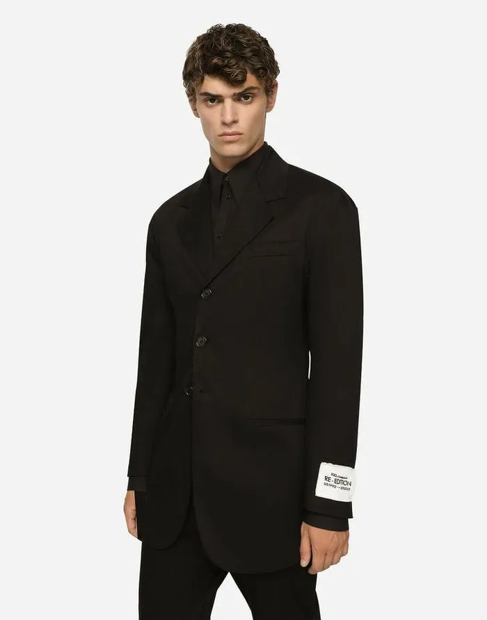 Dolce and Gabbana Suits And Blazers Men Stretch Cotton Gabardine Jacket Black Dolce and Gabbana Suits And Blazers Men Stretch Cotton Gabardine Jacket Black