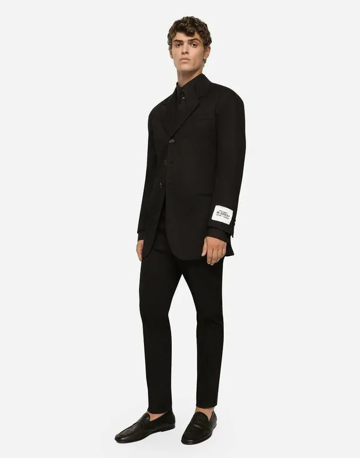Dolce and Gabbana Suits And Blazers Men Stretch Cotton Gabardine Jacket Black Dolce and Gabbana Suits And Blazers Men Stretch Cotton Gabardine Jacket Black