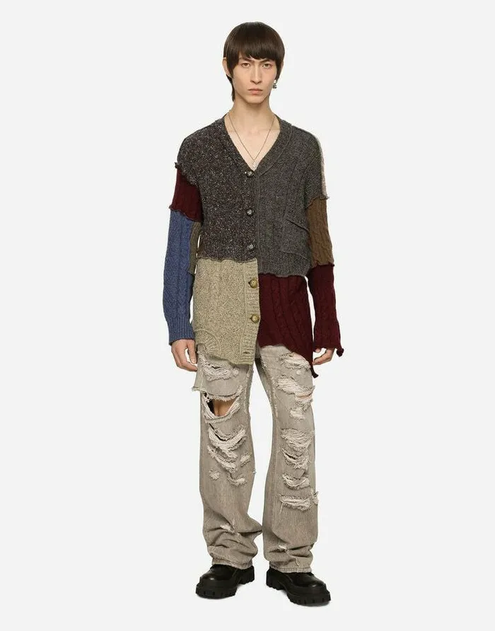 Dolce and Gabbana Sweaters And Cardigans Men Wool And Alpaca Patchwork Cardigan Multicolor Dolce and Gabbana Sweaters And Cardigans Men Wool And Alpaca Patchwork Cardigan Multicolor