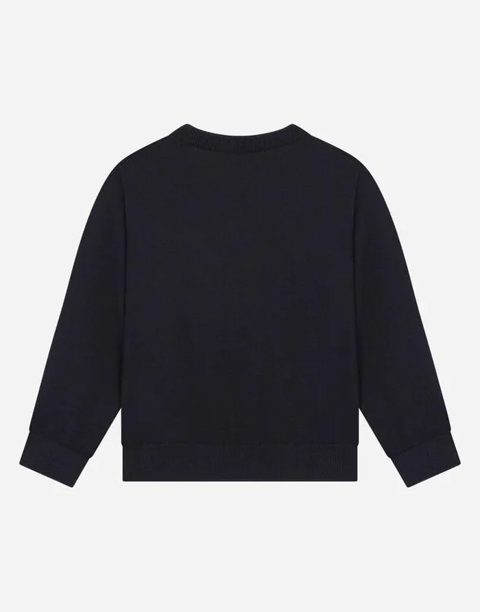 Dolce and Gabbana Sweaters Children Cashmere Roundneck Sweater With DG Logo Embroidery Blue Dolce and Gabbana Sweaters Children Cashmere Roundneck Sweater With DG Logo Embroidery Blue