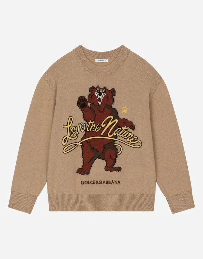 Dolce and Gabbana Sweaters Children Wool Jacquard Sweater With Intarsia And Embroidery Multicolor Dolce and Gabbana Sweaters Children Wool Jacquard Sweater With Intarsia And Embroidery Multicolor