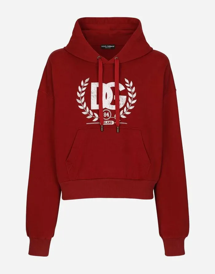 Dolce and Gabbana Sweatshirts Men Cotton Jersey Sweatshirt With DG Print Bordeaux Dolce and Gabbana Sweatshirts Men Cotton Jersey Sweatshirt With DG Print Bordeaux