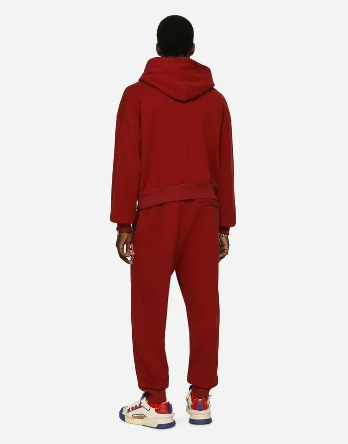 Dolce and Gabbana Sweatshirts Men Cotton Jersey Sweatshirt With DG Print Bordeaux