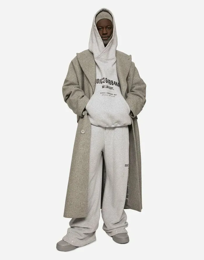 Dolce and Gabbana Sweatshirts Men Jersey Hoodie With Logo Print Grey Dolce and Gabbana Sweatshirts Men Jersey Hoodie With Logo Print Grey