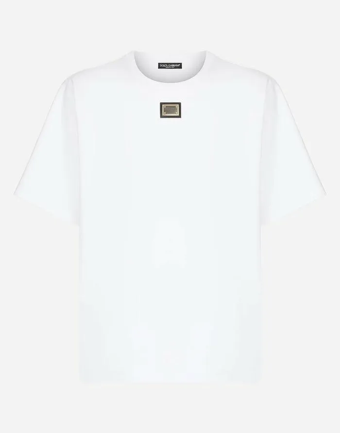 Dolce and Gabbana TShirts And Polos Men Cotton Tshirt With DolceandGabbana Logo Tag White Dolce and Gabbana TShirts And Polos Men Cotton Tshirt With DolceandGabbana Logo Tag White