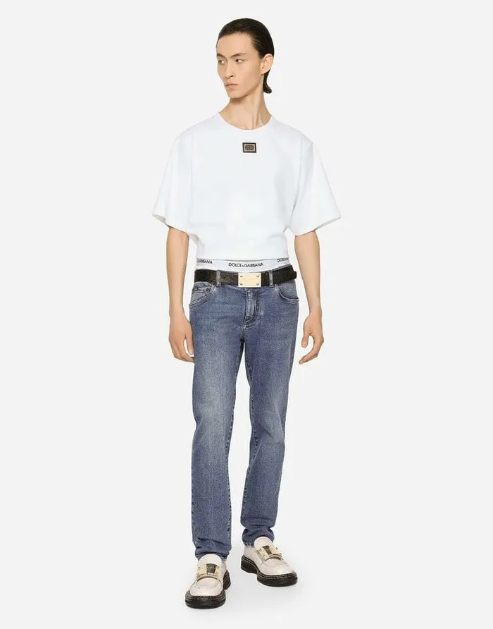 Dolce and Gabbana TShirts And Polos Men Cotton Tshirt With DolceandGabbana Logo Tag White Dolce and Gabbana TShirts And Polos Men Cotton Tshirt With DolceandGabbana Logo Tag White