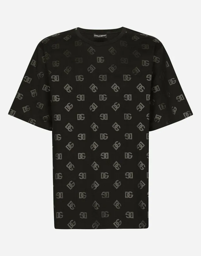Dolce and Gabbana TShirts And Polos Men Roundneck Tshirt With DG Monogram Print Multicolor Dolce and Gabbana TShirts And Polos Men Roundneck Tshirt With DG Monogram Print Multicolor