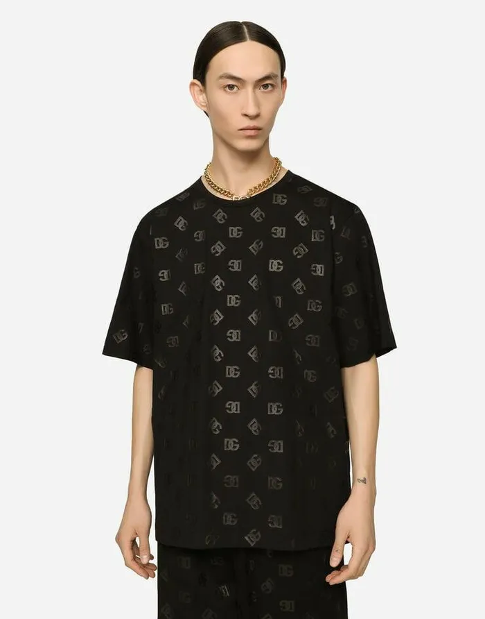 Dolce and Gabbana TShirts And Polos Men Roundneck Tshirt With DG Monogram Print Multicolor Dolce and Gabbana TShirts And Polos Men Roundneck Tshirt With DG Monogram Print Multicolor