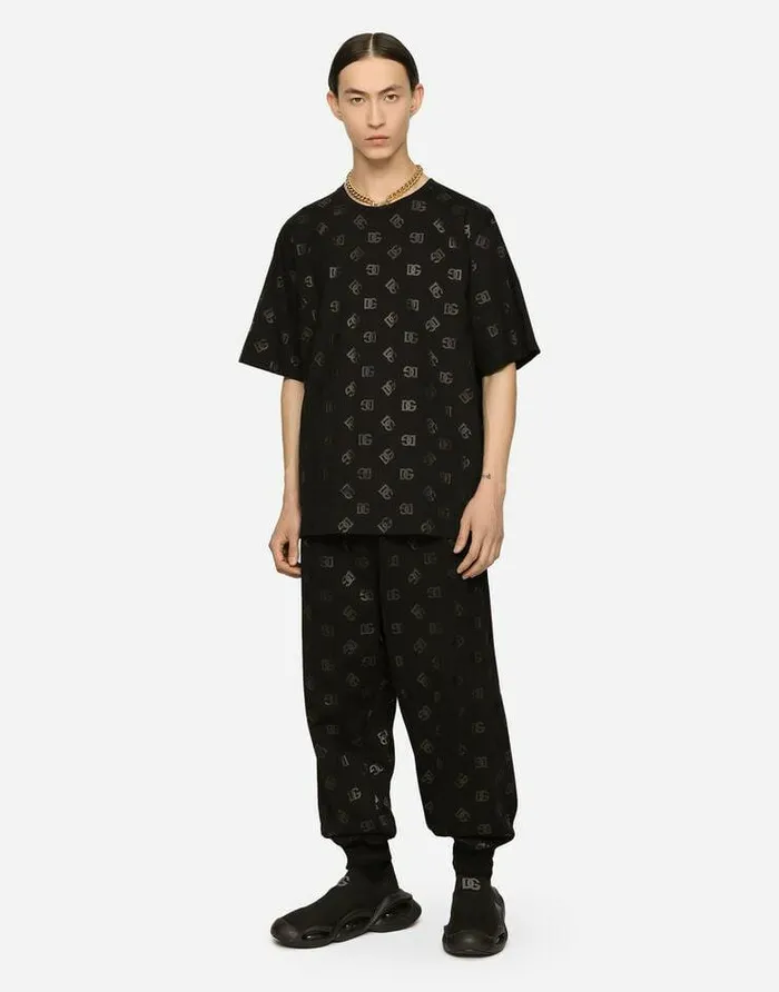 Dolce and Gabbana TShirts And Polos Men Roundneck Tshirt With DG Monogram Print Multicolor Dolce and Gabbana TShirts And Polos Men Roundneck Tshirt With DG Monogram Print Multicolor