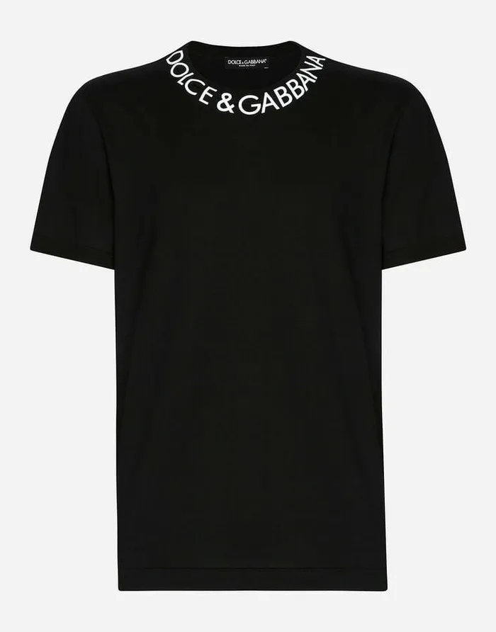 Dolce and Gabbana TShirts And Polos Men Roundneck Tshirt With DolceandGabbana Print Black Dolce and Gabbana TShirts And Polos Men Roundneck Tshirt With DolceandGabbana Print Black