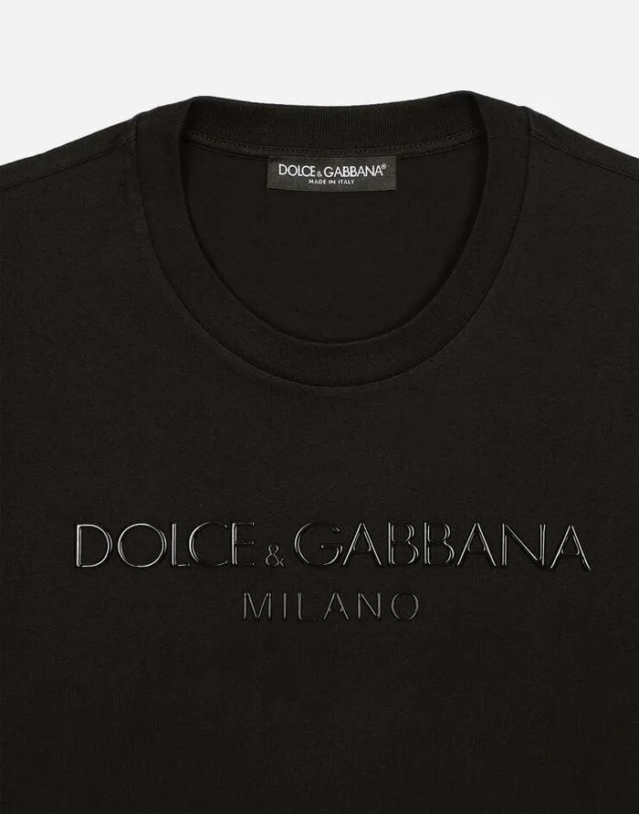 Dolce and Gabbana TShirts And Polos Men Roundneck Tshirt With DolceandGabbana Print Black Dolce and Gabbana TShirts And Polos Men Roundneck Tshirt With DolceandGabbana Print Black