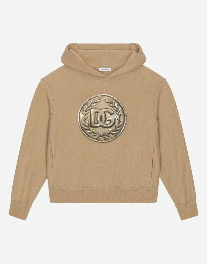 Dolce and Gabbana TShirts And Sweatshirts Children Hoodie With Coin Print Beige Dolce and Gabbana TShirts And Sweatshirts Children Hoodie With Coin Print Beige