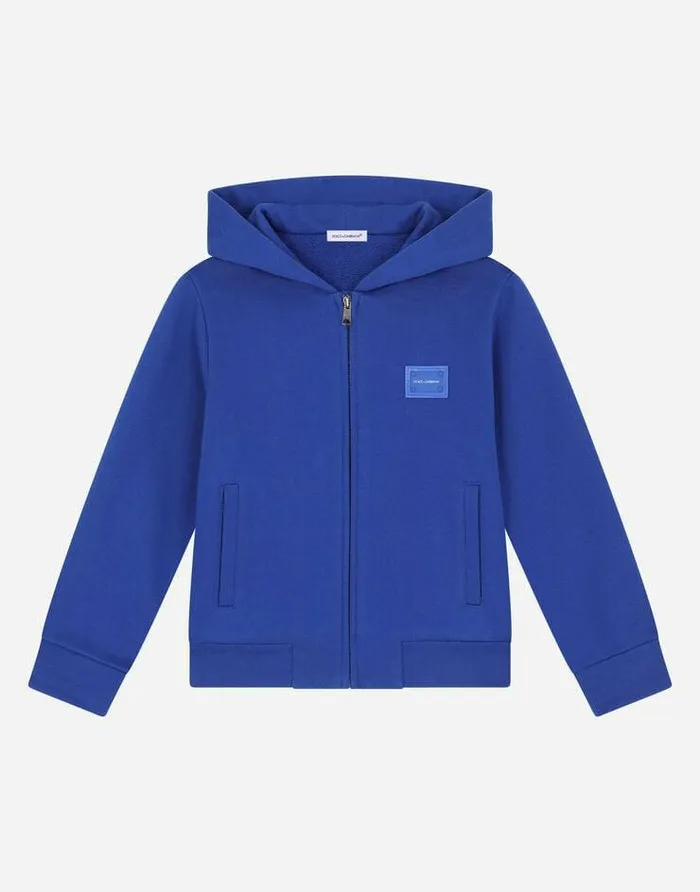 Dolce and Gabbana TShirts And Sweatshirts Children Jersey Hoodie With Plate Blue Dolce and Gabbana TShirts And Sweatshirts Children Jersey Hoodie With Plate Blue