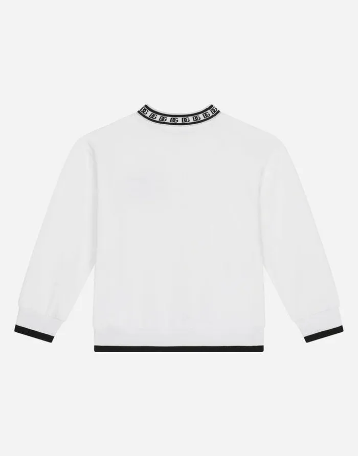 Dolce and Gabbana TShirts And Sweatshirts Children Jersey Roundneck Sweatshirt With DG Logo Print White Dolce and Gabbana TShirts And Sweatshirts Children Jersey Roundneck Sweatshirt With DG Logo Print White