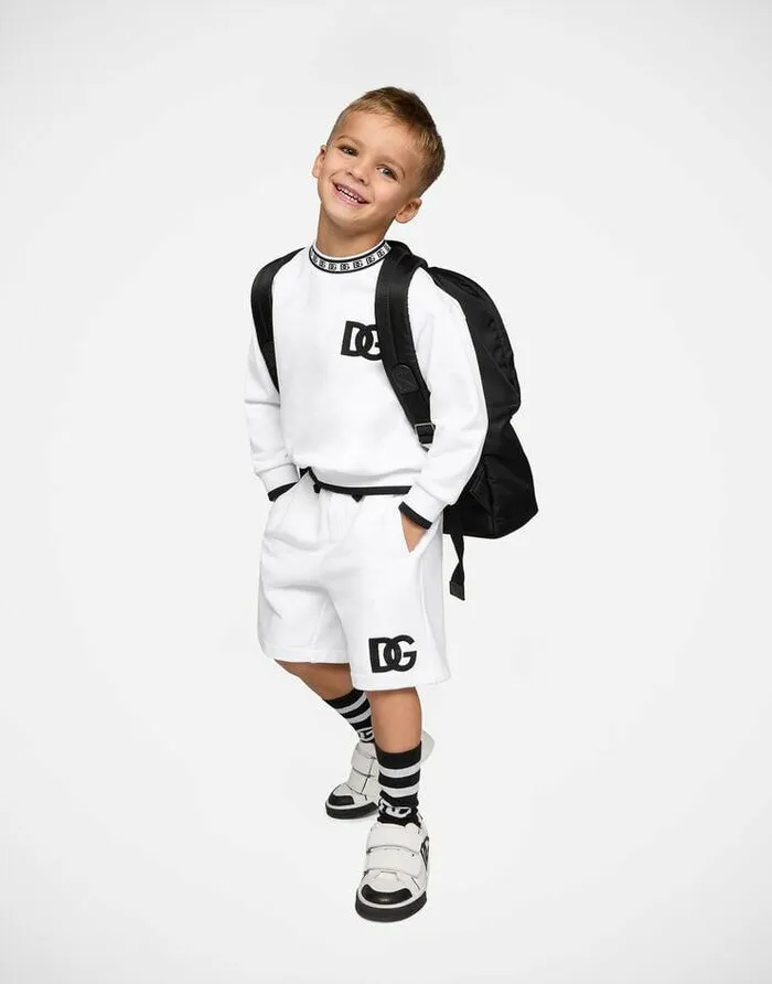 Dolce and Gabbana TShirts And Sweatshirts Children Jersey Roundneck Sweatshirt With DG Logo Print White Dolce and Gabbana TShirts And Sweatshirts Children Jersey Roundneck Sweatshirt With DG Logo Print White