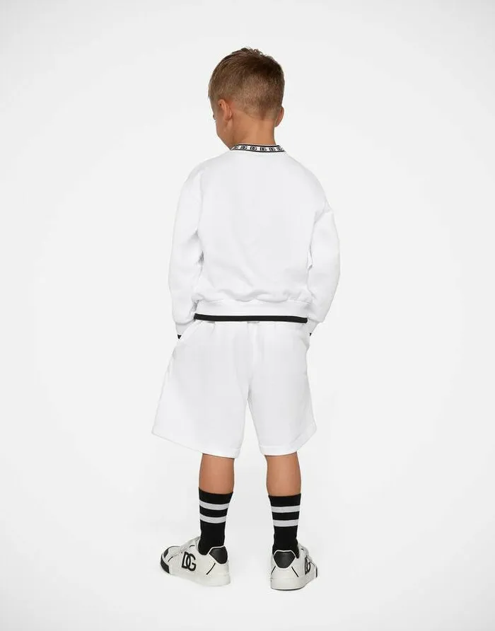 Dolce and Gabbana TShirts And Sweatshirts Children Jersey Roundneck Sweatshirt With DG Logo Print White Dolce and Gabbana TShirts And Sweatshirts Children Jersey Roundneck Sweatshirt With DG Logo Print White