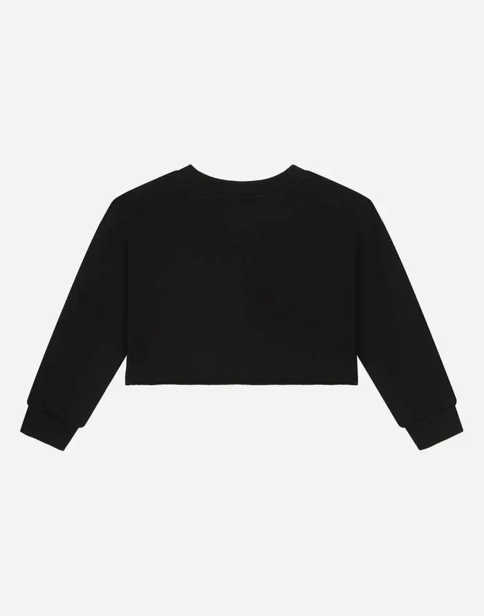 Dolce and Gabbana TShirts And Sweatshirts Children Jersey Sweatshirt With DolceandGabbana Embroidery Black Dolce and Gabbana TShirts And Sweatshirts Children Jersey Sweatshirt With DolceandGabbana Embroidery Black