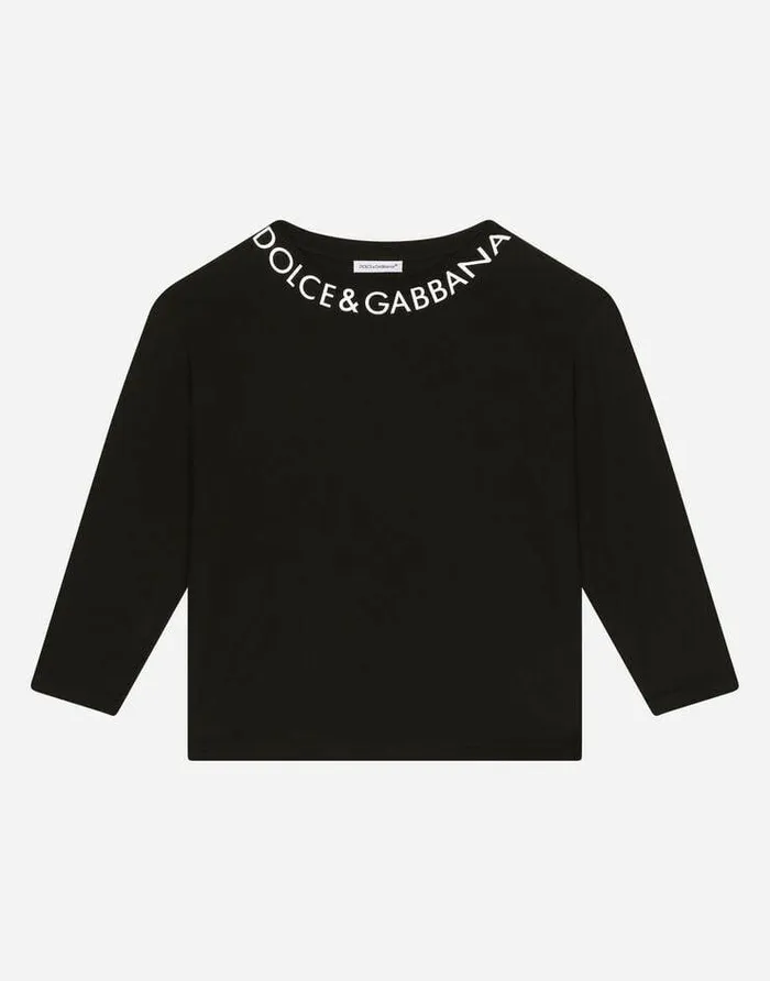 Dolce and Gabbana TShirts And Sweatshirts Children Jersey Tshirt With Logo Print Black Dolce and Gabbana TShirts And Sweatshirts Children Jersey Tshirt With Logo Print Black