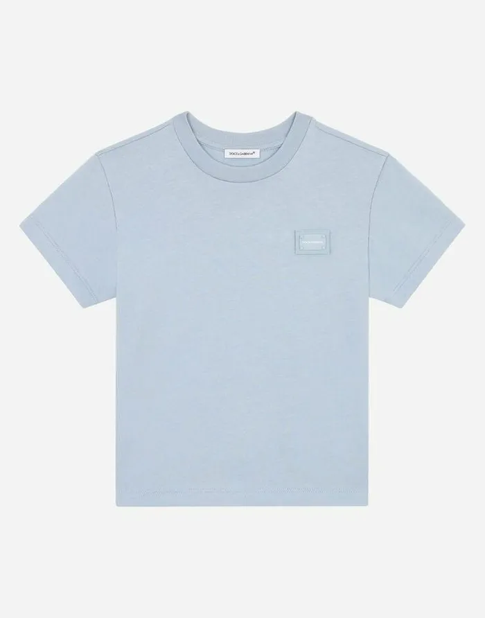 Dolce and Gabbana TShirts And Sweatshirts Children Jersey Tshirt With Logo Tag Azure Dolce and Gabbana TShirts And Sweatshirts Children Jersey Tshirt With Logo Tag Azure