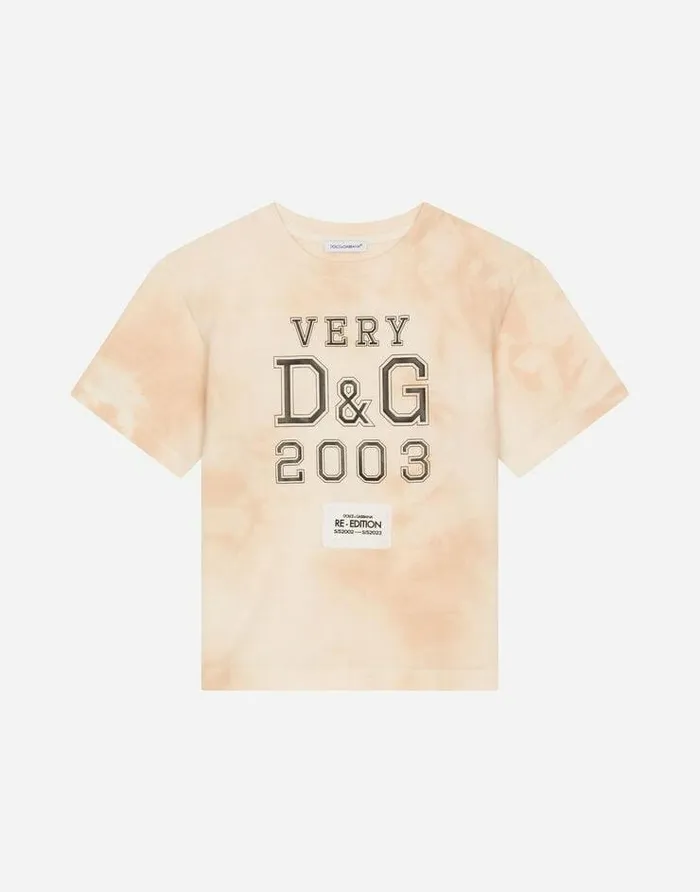 Dolce and Gabbana TShirts And Sweatshirts Children Jersey Tshirt With Very DandG Print Beige Dolce and Gabbana TShirts And Sweatshirts Children Jersey Tshirt With Very DandG Print Beige