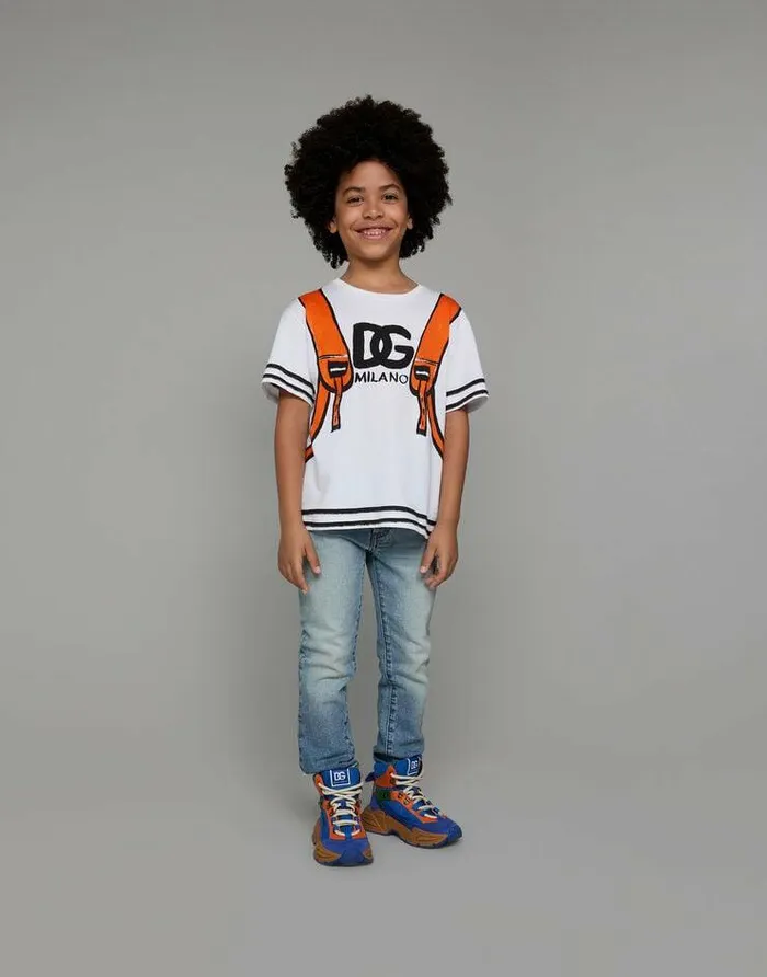 Dolce and Gabbana TShirts And Sweatshirts Children Shortsleeved Jersey Tshirt With Print White Dolce and Gabbana TShirts And Sweatshirts Children Shortsleeved Jersey Tshirt With Print White