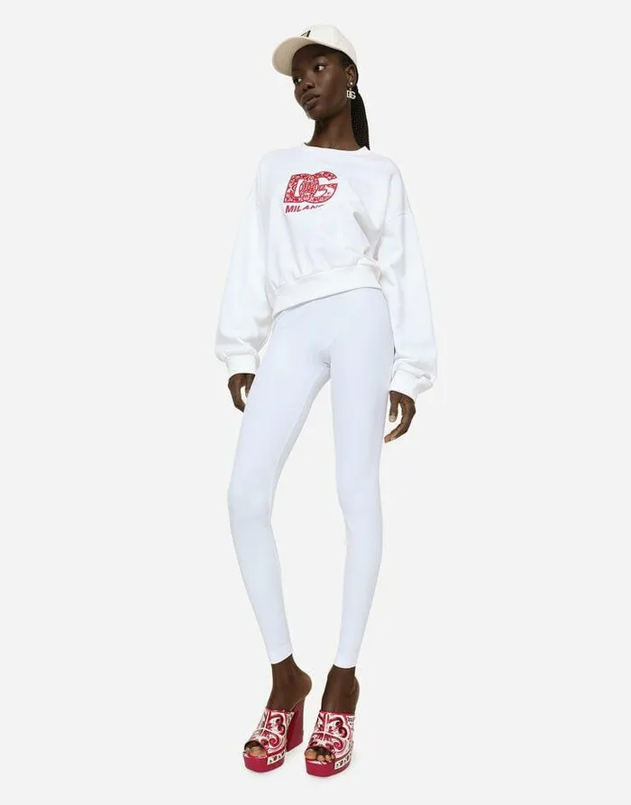 Dolce and Gabbana TShirts And Sweatshirts Women Jersey Sweatshirt With DG Patch Multicolor Dolce and Gabbana TShirts And Sweatshirts Women Jersey Sweatshirt With DG Patch Multicolor