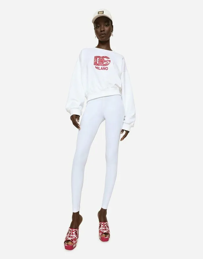 Dolce and Gabbana TShirts And Sweatshirts Women Jersey Sweatshirt With DG Patch Multicolor Dolce and Gabbana TShirts And Sweatshirts Women Jersey Sweatshirt With DG Patch Multicolor