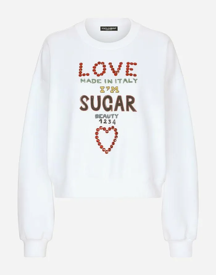 Dolce and Gabbana TShirts And Sweatshirts Women Jersey Sweatshirt With DolceandGabbana Lettering White Dolce and Gabbana TShirts And Sweatshirts Women Jersey Sweatshirt With DolceandGabbana Lettering White