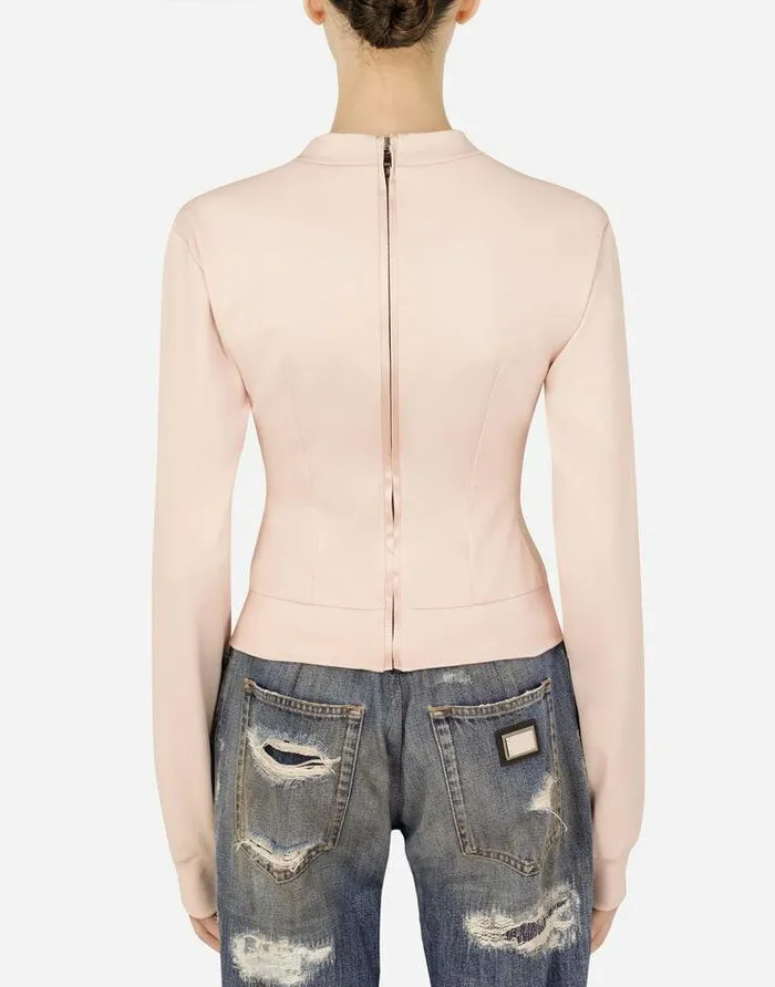 Dolce and Gabbana TShirts And Sweatshirts Women Satin And Interlock Sweatshirt With Laces And Eyelets Pink Dolce and Gabbana TShirts And Sweatshirts Women Satin And Interlock Sweatshirt With Laces And Eyelets Pink