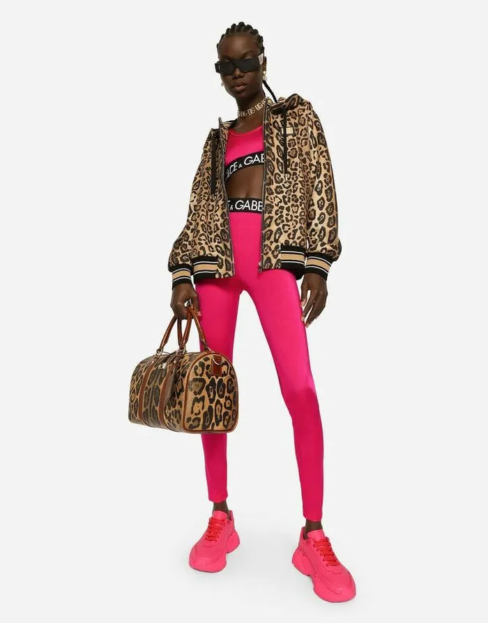 Dolce and Gabbana TShirts And Sweatshirts Women Zipup Jersey Hoodie With Leopard Print Multicolor Dolce and Gabbana TShirts And Sweatshirts Women Zipup Jersey Hoodie With Leopard Print Multicolor