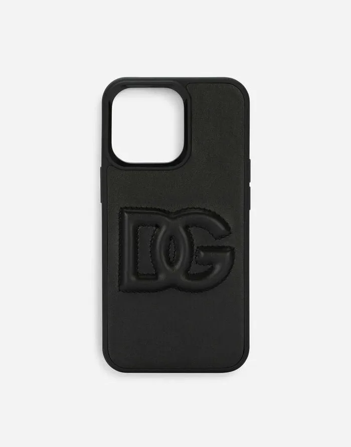 Dolce and Gabbana Technology Women Calfskin DG Logo IPhone 13 Pro Cover Black