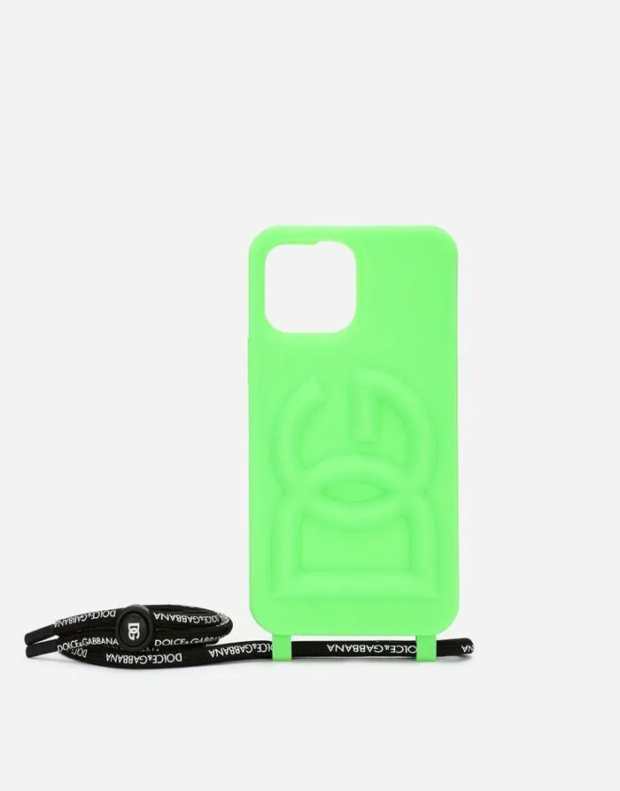Dolce and Gabbana Technology Women Rubber IPhone 13 Pro Max Cover With Embossed Logo Green Dolce and Gabbana Technology Women Rubber IPhone 13 Pro Max Cover With Embossed Logo Green