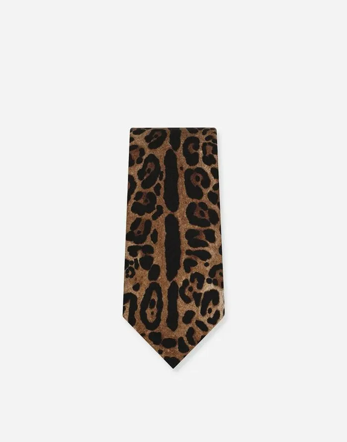 Dolce and Gabbana Ties And Pocket Squares Men 6cm Blade Tie In Leopardprint Silk Twill Animal Print Dolce and Gabbana Ties And Pocket Squares Men 6cm Blade Tie In Leopardprint Silk Twill Animal Print
