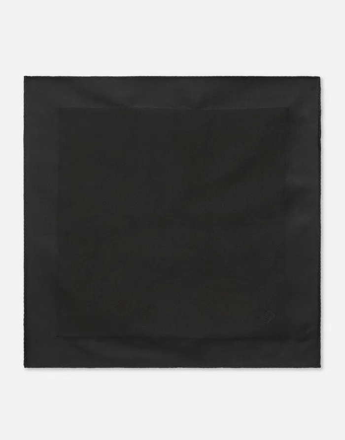 Dolce and Gabbana Ties And Pocket Squares Men Silk Pocket Square With DG Logo Embroidery Black