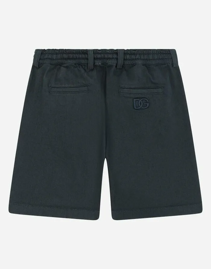 Dolce and Gabbana Trousers And Shorts Children Garmentdyed Drill Shorts With Drawstring Blue Dolce and Gabbana Trousers And Shorts Children Garmentdyed Drill Shorts With Drawstring Blue