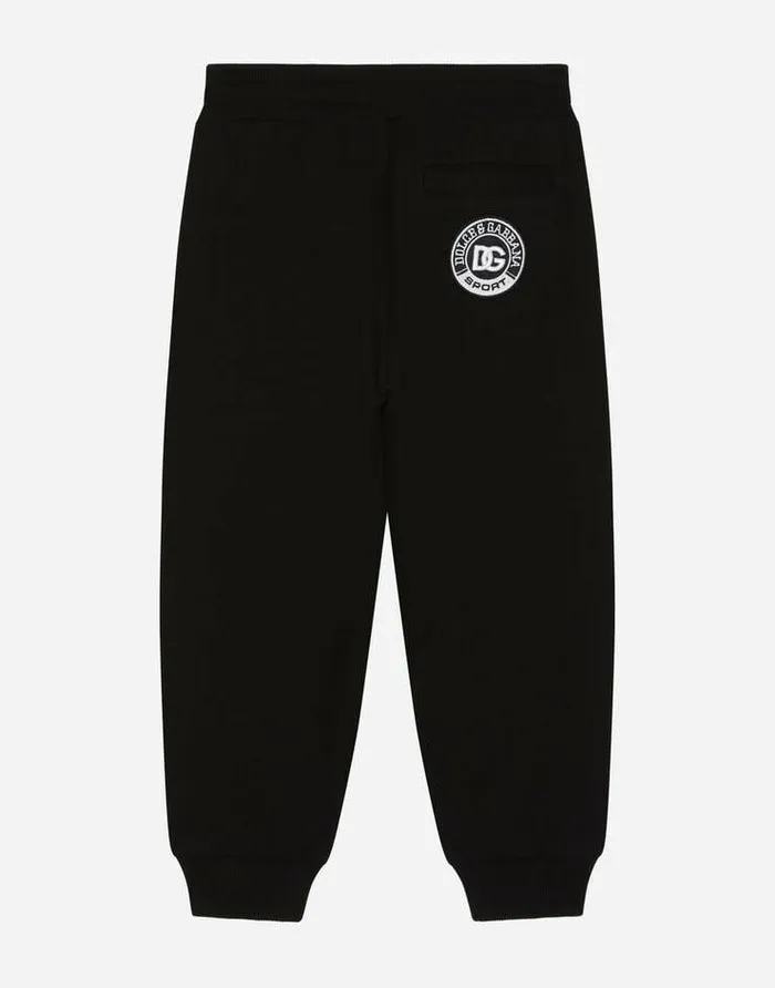 Dolce and Gabbana Trousers And Shorts Children Jersey Jogging Pants With DG Logo Band Black Dolce and Gabbana Trousers And Shorts Children Jersey Jogging Pants With DG Logo Band Black