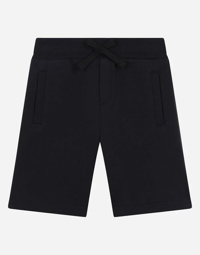 Dolce and Gabbana Trousers And Shorts Children Jersey Jogging Shorts With Logo Plate Blue Dolce and Gabbana Trousers And Shorts Children Jersey Jogging Shorts With Logo Plate Blue