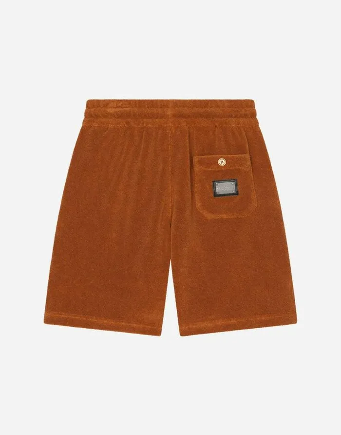Dolce and Gabbana Trousers And Shorts Children Terrycloth Shorts With Logo Tag Brown