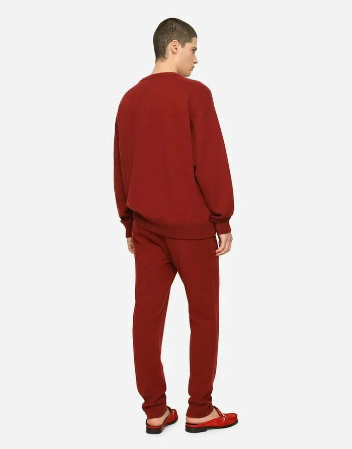 Dolce and Gabbana Trousers And Shorts Men Cashmere Jogging Pants With DG Logo Bordeaux Dolce and Gabbana Trousers And Shorts Men Cashmere Jogging Pants With DG Logo Bordeaux