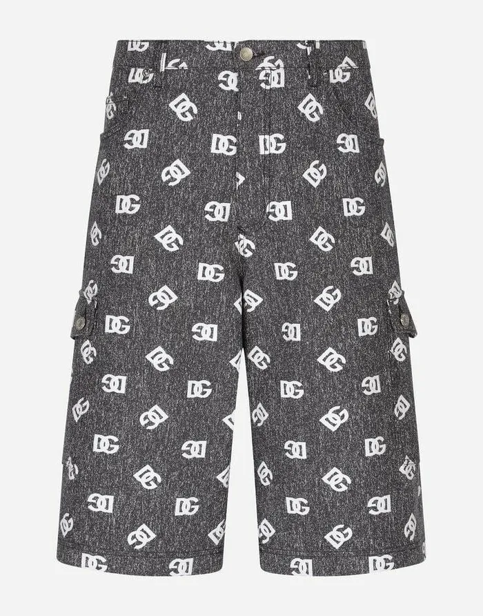 Dolce and Gabbana Trousers And Shorts Men Cotton Jacquard Cargo Shorts With DG Logo Multicolor Dolce and Gabbana Trousers And Shorts Men Cotton Jacquard Cargo Shorts With DG Logo Multicolor