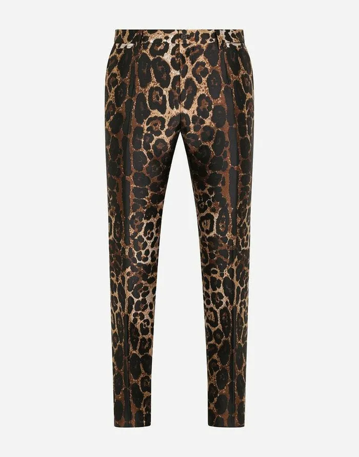 Dolce and Gabbana Trousers And Shorts Men Jacquard Pants With Leopard Design Animal Print Dolce and Gabbana Trousers And Shorts Men Jacquard Pants With Leopard Design Animal Print