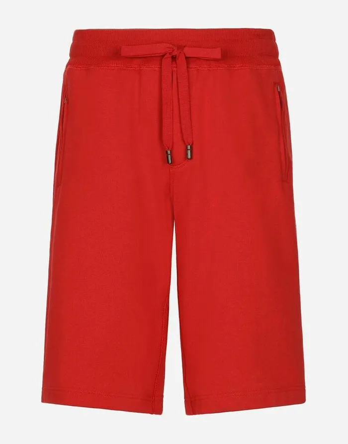 Dolce and Gabbana Trousers And Shorts Men Jersey Jogging Shorts With Logo Tag Red Dolce and Gabbana Trousers And Shorts Men Jersey Jogging Shorts With Logo Tag Red