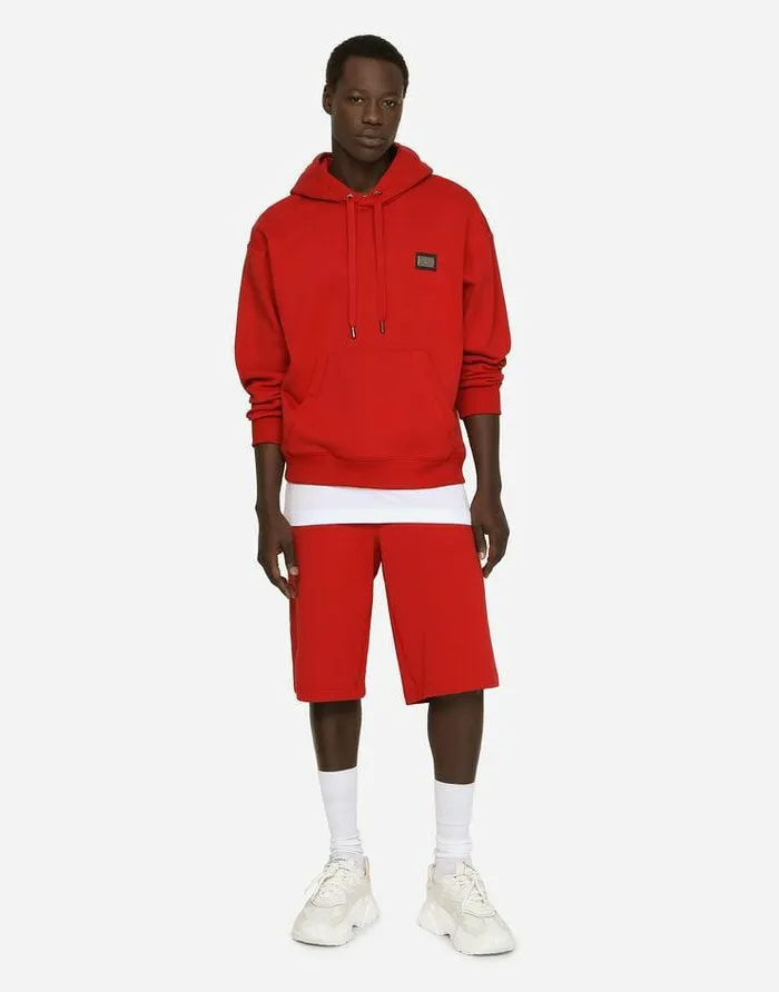 Dolce and Gabbana Trousers And Shorts Men Jersey Jogging Shorts With Logo Tag Red Dolce and Gabbana Trousers And Shorts Men Jersey Jogging Shorts With Logo Tag Red