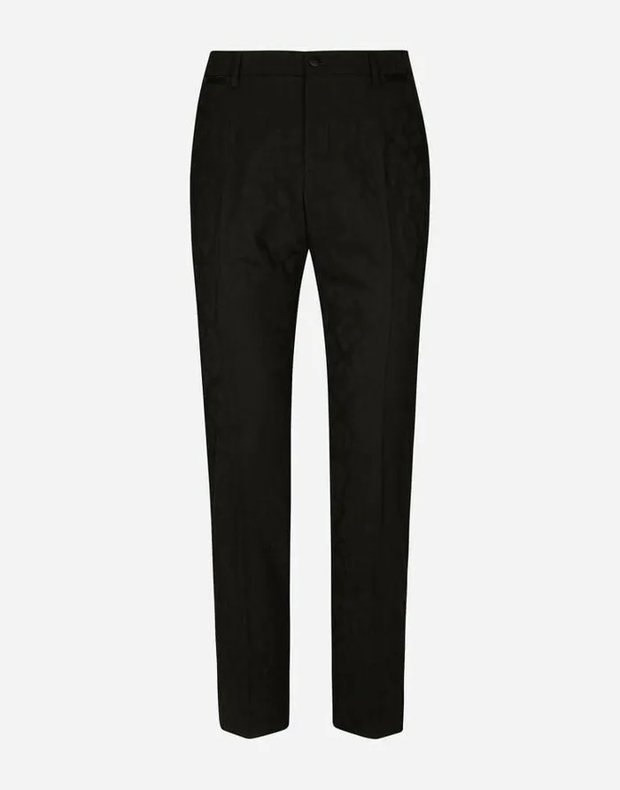 Dolce and Gabbana Trousers And Shorts Men Leopardprint Wool Jacquard Tuxedo Pants Black Dolce and Gabbana Trousers And Shorts Men Leopardprint Wool Jacquard Tuxedo Pants Black