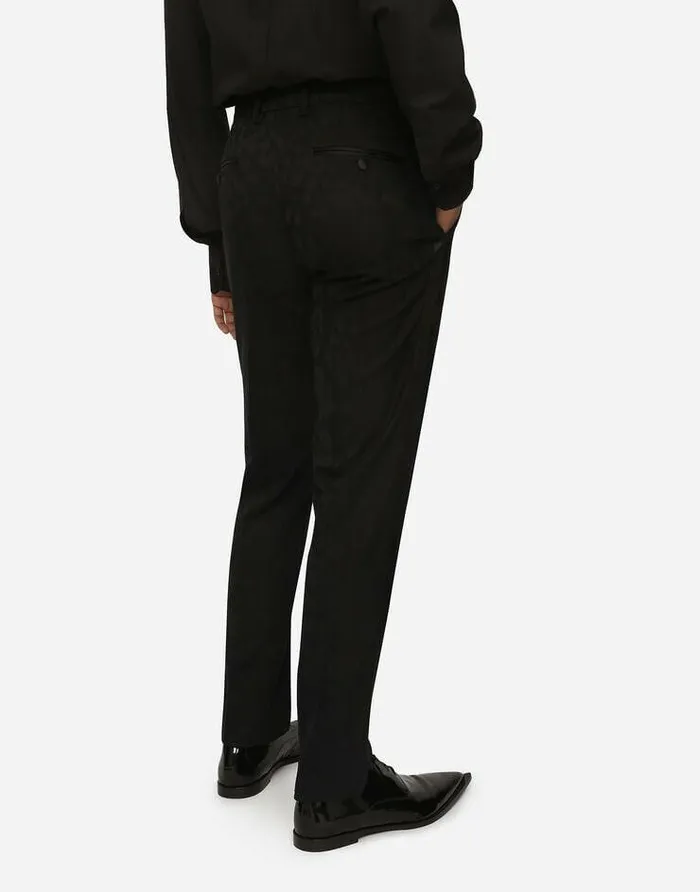 Dolce and Gabbana Trousers And Shorts Men Leopardprint Wool Jacquard Tuxedo Pants Black Dolce and Gabbana Trousers And Shorts Men Leopardprint Wool Jacquard Tuxedo Pants Black