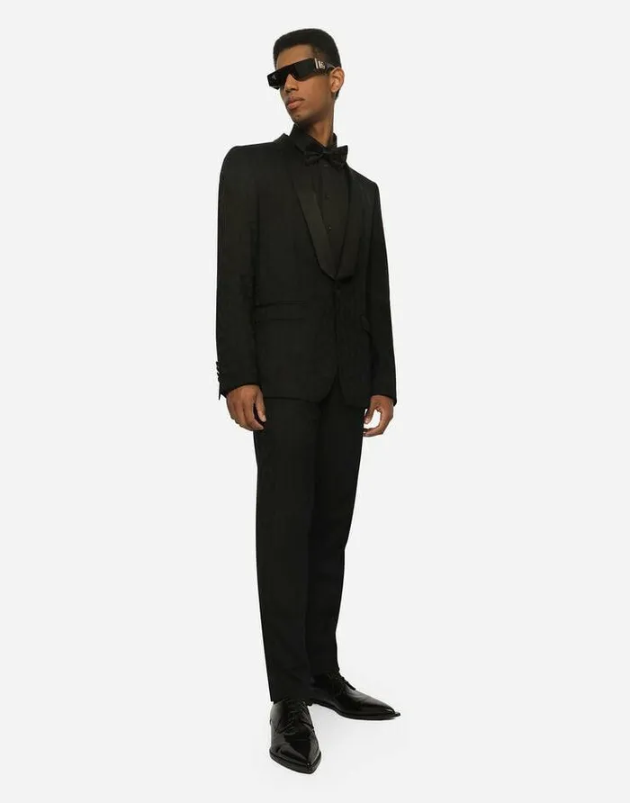Dolce and Gabbana Trousers And Shorts Men Leopardprint Wool Jacquard Tuxedo Pants Black Dolce and Gabbana Trousers And Shorts Men Leopardprint Wool Jacquard Tuxedo Pants Black
