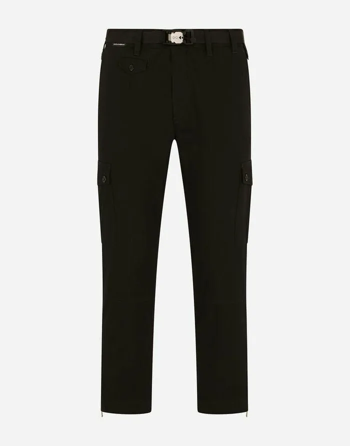 Dolce and Gabbana Trousers And Shorts Men Stretch Cotton Cargo Pants Black