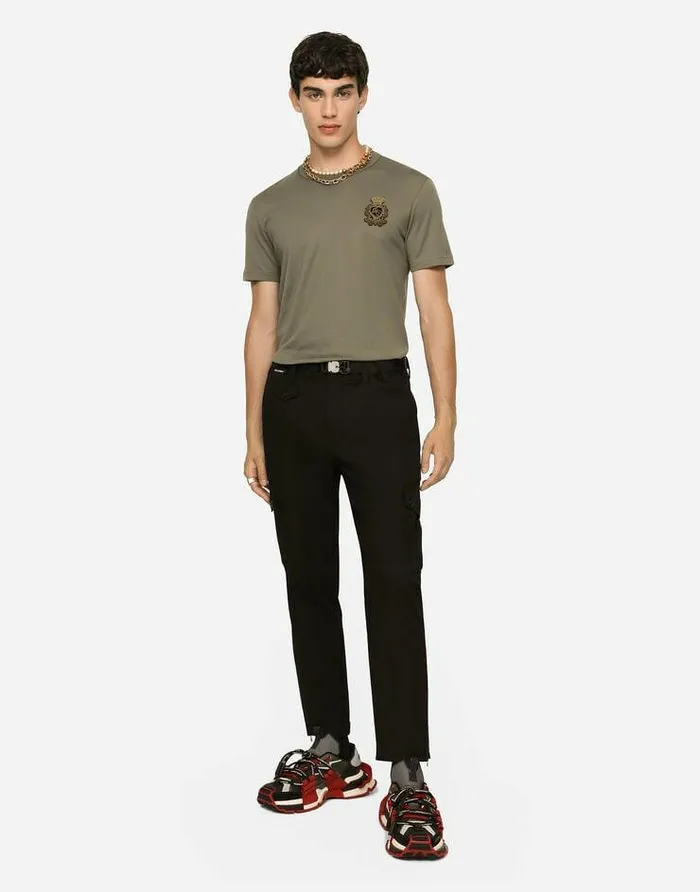 Dolce and Gabbana Trousers And Shorts Men Stretch Cotton Cargo Pants Black Dolce and Gabbana Trousers And Shorts Men Stretch Cotton Cargo Pants Black