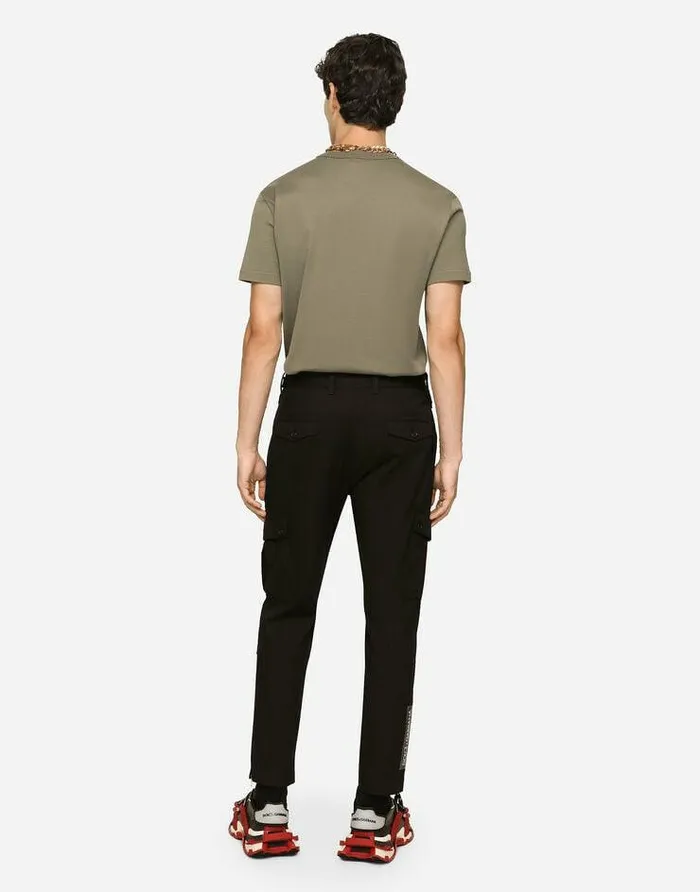 Dolce and Gabbana Trousers And Shorts Men Stretch Cotton Cargo Pants Black Dolce and Gabbana Trousers And Shorts Men Stretch Cotton Cargo Pants Black