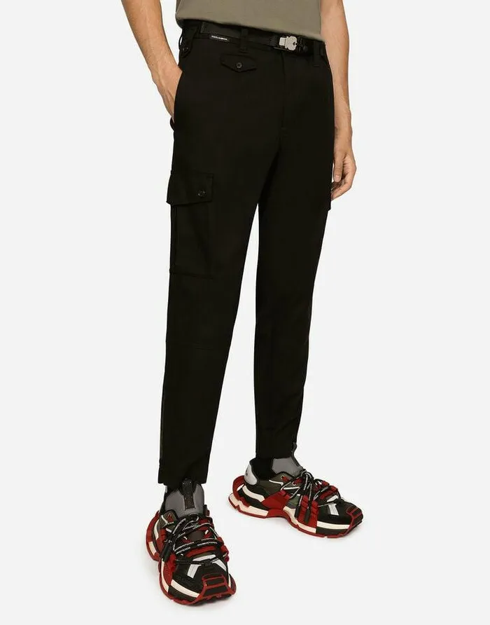 Dolce and Gabbana Trousers And Shorts Men Stretch Cotton Cargo Pants Black Dolce and Gabbana Trousers And Shorts Men Stretch Cotton Cargo Pants Black